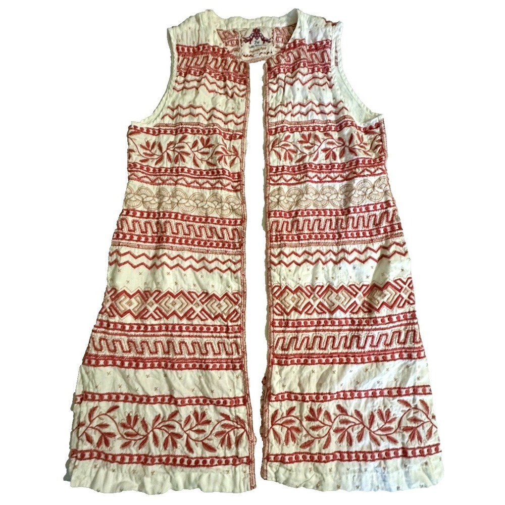 JWLA Joy Hope Light Linen Blend Embroidered Sleeveless Beach Coverup Medium